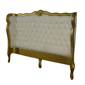 Tête de lit style français Tête de lit rococo Tête de lit classique dorée Lit en bois rembourré en soie et polyester pour meubles de chambre à coucher - Product Image 3