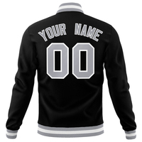 Veste universitaire personnalisée ERID SPORTS unisexe noire et blanche unie coupe-vent en polyester/coton avec nom et numéro d'équipe brodés sur le devant simple