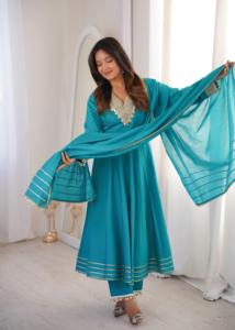 Últimas Tendencias de Moda para Mujer, Traje Anarkali Largo con Codificación, Vestido con Dupatta, Traje para Fiesta de Bodas, Completamente Cosido - Product Image 2