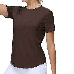 Camisetas de Cuello Redondo de la Colección Signature para Mujer, Venta al por Mayor, Algodón y Fibra de Bambú, Estilo Urbano Holgado, Lanzamiento de Verano, Secado Rápido - Product Image 3