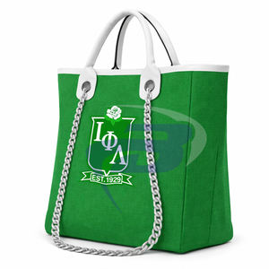 Bolsa de Lona Resistente Verde y Blanca con Correa de Cadena de la Hermandad Iota Phi Lambda, Gran Capacidad, Alta Calidad, Estilo IPL - Product Image 2