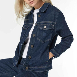 Women <b>Cropped</b> <b>Denim</b> <b>Jacket</b> Casual Button Front Blue Jean Coat Long Sleeve Fashion Outerwear Streetwear Style - Product Image 3