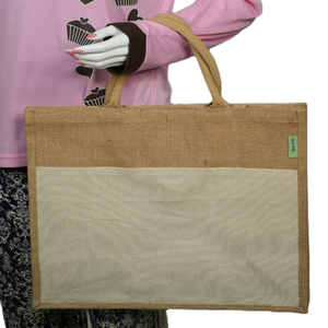 Jute Handled <b>Bag</b> with Top Handle and Letter Pattern Eco-Friendly & <b>Reusable</b> Large Capacity for Outdoor/Travel Use - Product Image 5