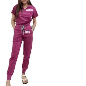 Tenues médicales personnalisées : Blouse d'infirmière à manches courtes, pantalon de jogging, ensemble de tenues de spa extensibles et ajustées pour infirmières - Product Image 4