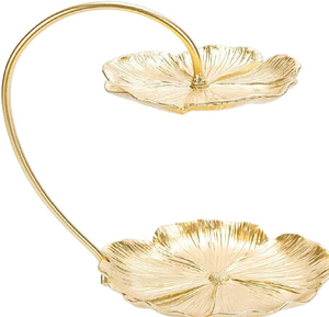 Présentoir à 2 niveaux en forme de branche dorée avec oiseaux et assiettes blanches ajoute une touche rustique à toute fête. Disponible à prix de gros. - Product Image 4