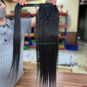 Hot Selling Zoi Hair Vietnam Vietnamese Virgin Hair <b>Wrap</b> Around Ponytail Bone Straight Long Customizable <b>Black</b> Style - Product Image 1