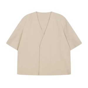 Chemise tissée intelligente pour homme, manches courtes, col en V, style minimaliste, haut décontracté, couleur unie, fabrication OEM, vente en gros - Product Image 1