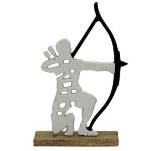 Estatua de Arquero de Aluminio Hecha a Mano, Figura Abstracta de Metal con Arco y Flecha, Base de Madera de Mango, Decoración para el Hogar - Product Image 1