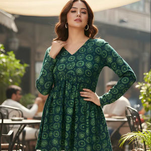 Top Casual da Donna con Scollo a V, Stampa Digitale su Tessuto in Seta Delta, Lunghezza Regolare, Manica Lunga, Completamente Cucito, Elegante Top per Ragazze - Product Image 1