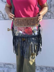 Nuevo Bolso Transparente de Cuero con Flecos y Grabado a Mano 2026, Elegante y Multiusos para Mujer - Product Image 5