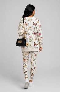 Ensemble de survêtement 2 pièces pour femme avec sweat-shirt et leggings à imprimé floral papillon - Product Image 2
