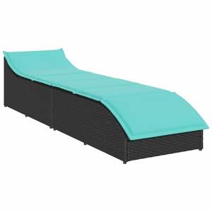 Chaise longue pliante en rotin PE noir standard, acier thermolaqué - Product Image 4