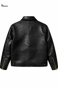 <b>Mens</b> <b>Leather</b> <b>Jacket</b> Warm Winter Coat Premium Quality Streetwear Outerwear OEM Wholesale Stand Collar Front Logo - Product Image 5