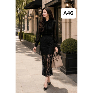 Ropa de Oficina Vietnamita de Boutique, Crepé de Seda con Encaje, 75 cm de Largo, Silueta en A, Precio al por Mayor, Fabricante, Prendas de Moda - Product Image 6