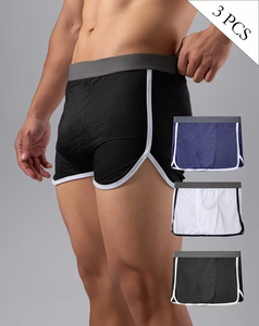 Men's Breathable Knitted Compression Sports Shorts Black White Navy Polyester Cotton Athletic Shapewear Quick Dry Eco-Friendly - Product Image 2