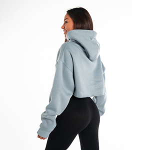 Sudadera con Capucha de Algodón Oversize con Diseño Personalizado OEM de Alta Calidad, Bordado 3D Frontal, Tipo Crop Top, de Forro Polar, con Cremallera, para Invierno - Product Image 5