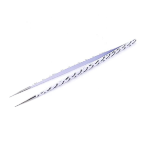 Pince à épiler en acier inoxydable en forme de I pour isolation des cils, applicateur d'extensions de cils à pointe en fibre, conception enduite de papier - Product Image 1