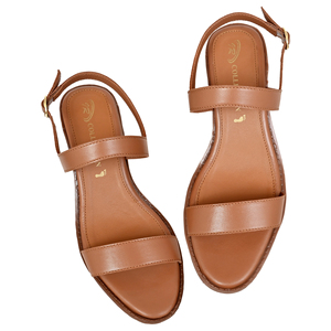 Sandales d'été pour femme en cuir véritable, à bout ouvert, à bride cheville, à talon carré, montantes, légères (marron) - Product Image 5