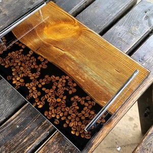 ถาดเสิร์ฟไม้กระถินเทศลายเรซิ่นมหาสมุทร พร้อมหูจับสีดำด้าน งานแฮนด์เมด เรซิ่นสีฟ้าทะเล ลายแม่น้ำ ดีไซน์หรูหรา - Product Image 2