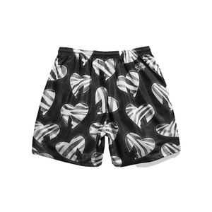 Shorts de Playa Negros para Hombre con Estampado de Corazones, Secado Rápido, Cintura Elástica, Shorts Casuales - Product Image 4
