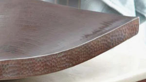 Luxury Handmade Modern Curved Rectangular Copper Vessel <b>Sink</b> Hammered Exterior Smooth Interior <b>Bathroom</b> Countertop Vanity Wash - Product Image 3