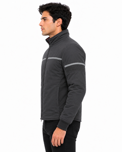 Men Charcoal <b>Grey</b> Winter <b>Jacket</b> Stylish Full Sleeve Zip Stand Collar Casual Outdoor Premium Padded Winterwear Soft CE Certified - Product Image 2