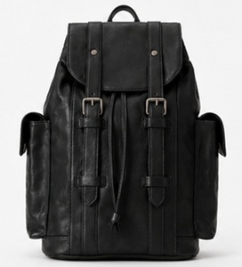 Premium Black Leather <b>Backpack</b> for Women Vintage Travel Rucksack Multi Pocket Casual Daypack OEM ODM Wholesale - Product Image 1