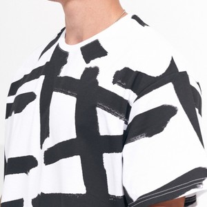 Camiseta de Manga Corta Oversize para Hombre, Cuello Redondo, Diseño Pintado a Mano, Estilo Urbano, Algodón Jersey, Corte Regular - Product Image 5