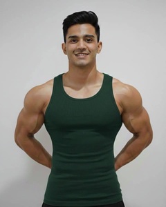 Men's Lightweight Solid Cotton Breathable <b>Knitted</b> <b>Tank</b> <b>Top</b> O-Neck Casual Style <b>Black</b> - Product Image 3