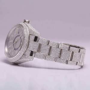 Montre pour homme en quartz avec cristaux glacés, détails en moissanite, boîtier en acier inoxydable, collection élégante de montres-bracelets - Product Image 3