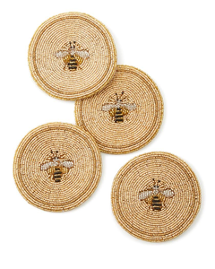 Sous-verre artisanal perlé en forme d'abeille pour une décoration de table élégante, fabriqué avec des perles de verre de qualité supérieure par Creative Art Zone - Product Image 2