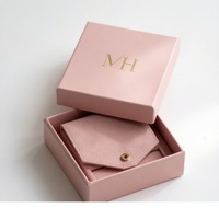 Boîte cadeau rigide rose personnalisée, écologique, réutilisable, imperméable, avec logo MH en feuille d'or |   Pochette en velours pour emballage de bijoux et cosmétiques