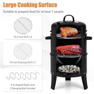 3-in-1 Cambo <b>BBQ</b> Grill Built-In Thermometer Convenient <b>Camping</b> Charcoal Grill - Product Image 3