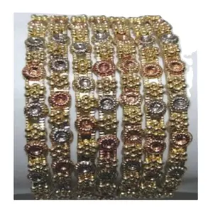 New arrival design gold charm bracelet bangles Wholesale Unfinished Wooden Bangle Bracelet Sets DESIGNER 3 TON BANGLES