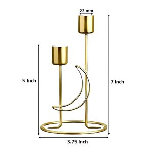 Gold Metal <b>Candle</b> Stands Set of 2 Modern Decorative Candlestick Holders for Wedding Birthday Party & <b>Dinner</b> Table Decor - Product Image 2