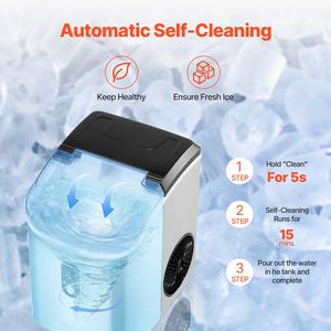 Macchina per Ghiaccio a Cubetti 33 libbre/24H in Acciaio Inossidabile, con Funzione Auto-Pulente, per Ghiaccio Masticabile, Cesto per Ghiaccio e Paletta, per Auto - Product Image 4