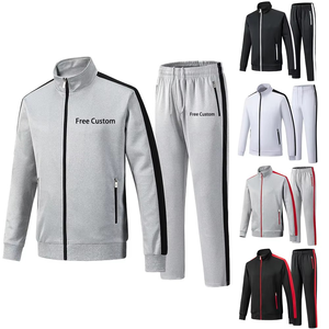 Conjunto Deportivo Personalizado para Hombre, Chaqueta y Pantalones con Cierre Completo, Traje Deportivo Informal con Rayas, 2 Piezas - Product Image 1