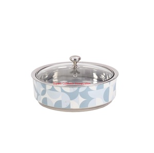 Casserole en bois avec couvercle en acier inoxydable martelé, bol de service isotherme avec incrustation de os décorative pour la cuisine - Product Image 6
