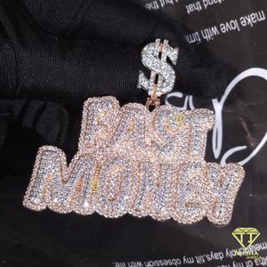 จี้รูปแร็ปเปอร์ "Fast Money" สร้อยคอฮิปฮอปประดับเพชรโมอิสซาไนต์ พร้อมโซ่แบบสั่งทำ - Product Image 2