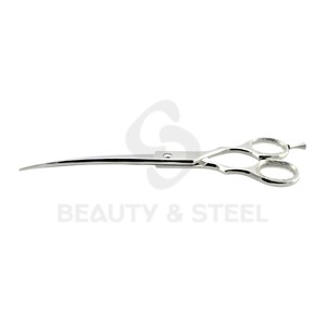 Professional Stainless Steel Hair Cutting Scissors with White Glitter Finger <b>Rings</b> and Ergonomic Offset Handle - Product Image 2