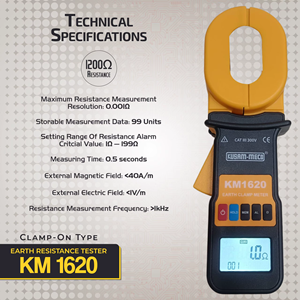Testeur numérique de résistance de terre portable KM1620 de haute qualité avec boucle de terre pour la sécurité électrique - Product Image 5