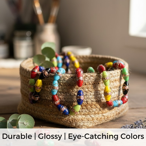 EXCEL EXPORTS Cuentas Sueltas de Vidrio Multicolor Hechas a Mano con Técnica Lampwork, Forma de Barril, 12x22mm, 8 Hilos |   Proyectos de Bricolaje para Diseñadores de Artesanías Decorativas - Product Image 5