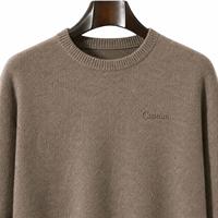 Herrenpullover aus Wolle in Uni-Farbe, langärmlig, gestrickt, dick, für den Herbst, mit individueller Stickerei und Design.