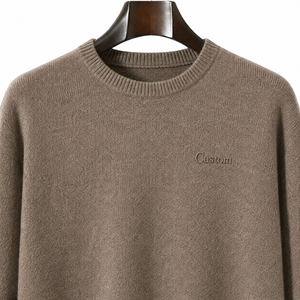 Pull en laine uni pour homme, à manches longues, tricoté épais, pour l'automne, avec broderie et design personnalisés - Product Image 4