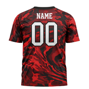 เสื้อบาสเก็ตบอลแบบซับลิเมชั่นสั่งทำพิเศษสำหรับผู้ชาย สีแดงดำลายพราง คอวี ชุดทีม ระบายอากาศได้ดี เสื้อผ้ากีฬา - Product Image 3