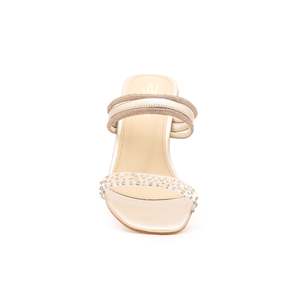 Sandales à talons dorées FN7545 Pantoufle élégante au design complexe - Product Image 1