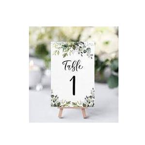 Numéros de table de mariage modernes en métal blanc avec base en bois 1-20, signalétique d'événement feuille de Monstera, décoration de fête, numérotation de table de restaurant - Product Image 6