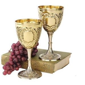 Gobelet à boisson en laiton doré embossé, design standard, verre à cocktail, flûte à champagne en métal - Product Image 2