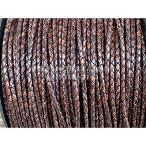 3mm Antique Dark Brown Shine Bolo <b>Braided</b> Leather <b>Cord</b> Round Leather Rope for DIY Bracelet & Necklace Kits - Product Image 4