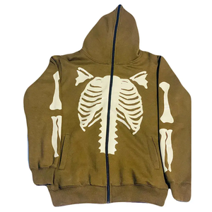 Wholesale Best Quality Winter Full Zip Hoodie Heavyweight Custom Design Solid Colors Fleece Puff Printing Breathable Hoodies - Product Image 6